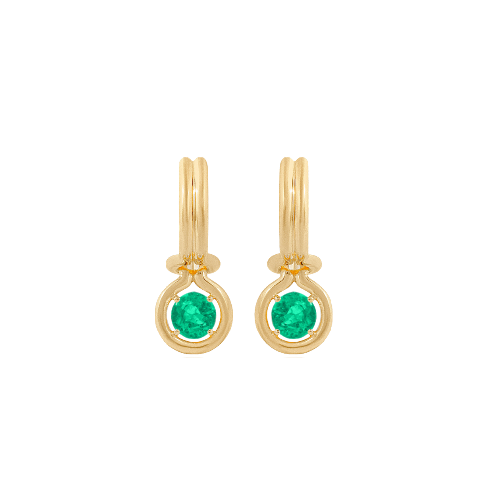 Emerald Bezel Drop Huggies – Henri Noël
