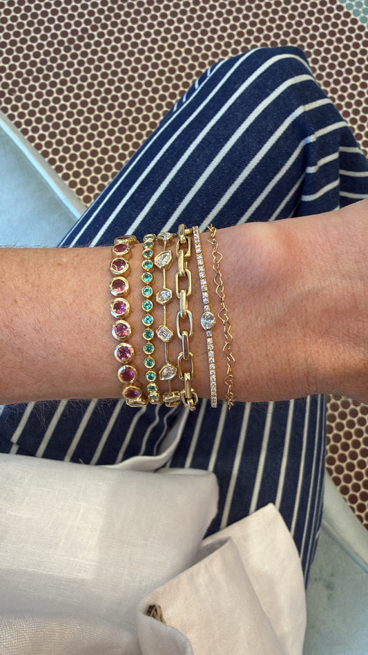Diamond Bracelet with Bezel Oval Center