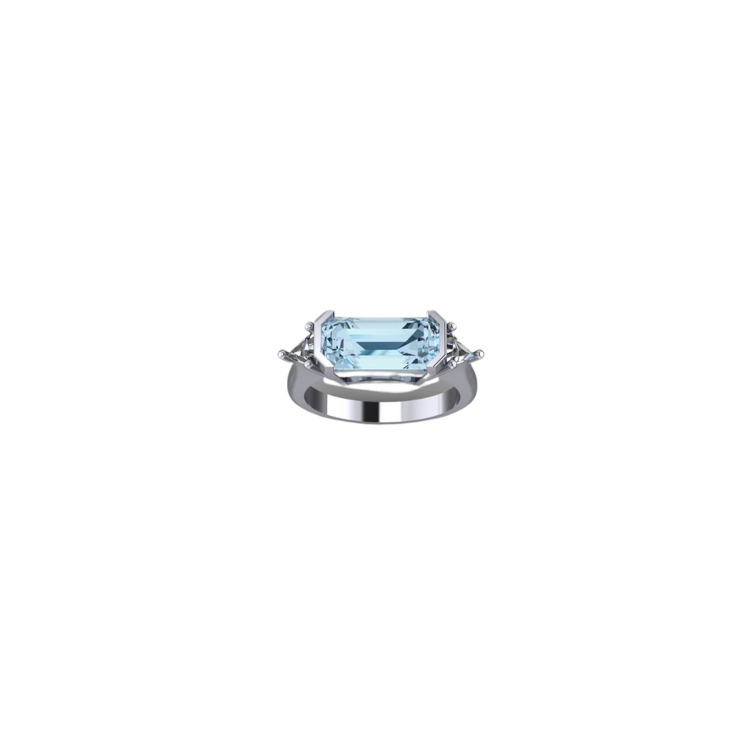 Aquamarine and Diamond Ring