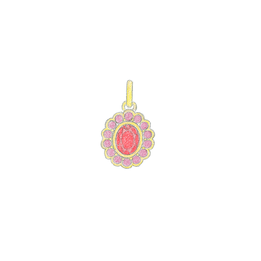 Ruby and Sapphire Halo Pendant