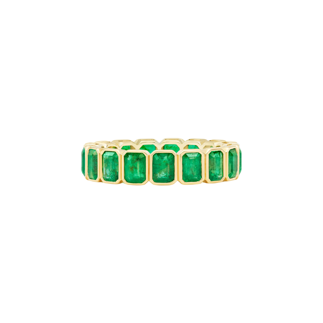 Emerald Cut Gemstone Bezel Eternity Band