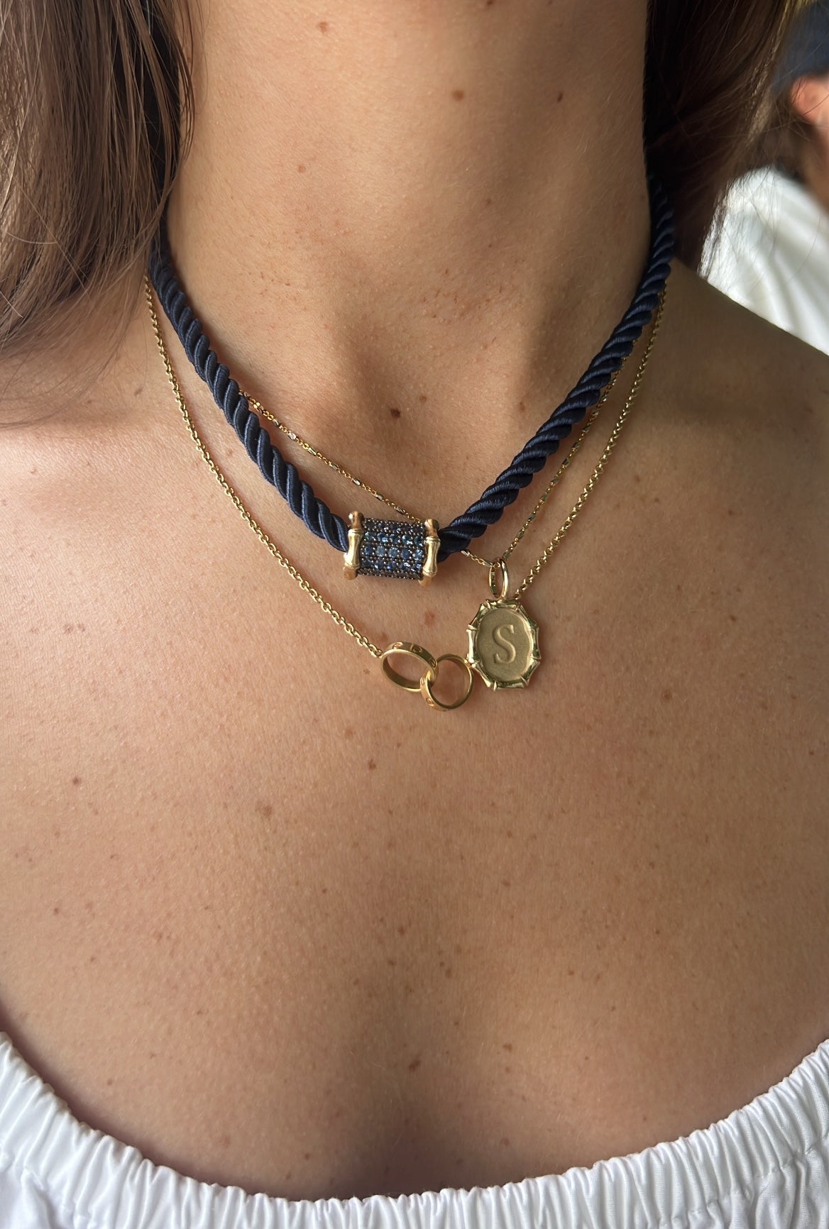 Large Bamboo Blue Sapphire Barrel Necklace – Henri Noël