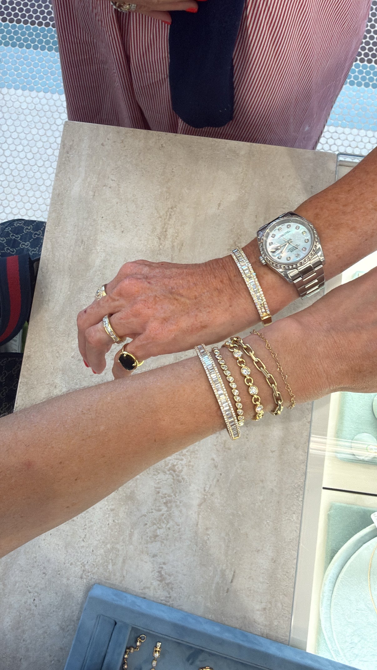 Baguette and Round Diamond Bangle – Henri Noël