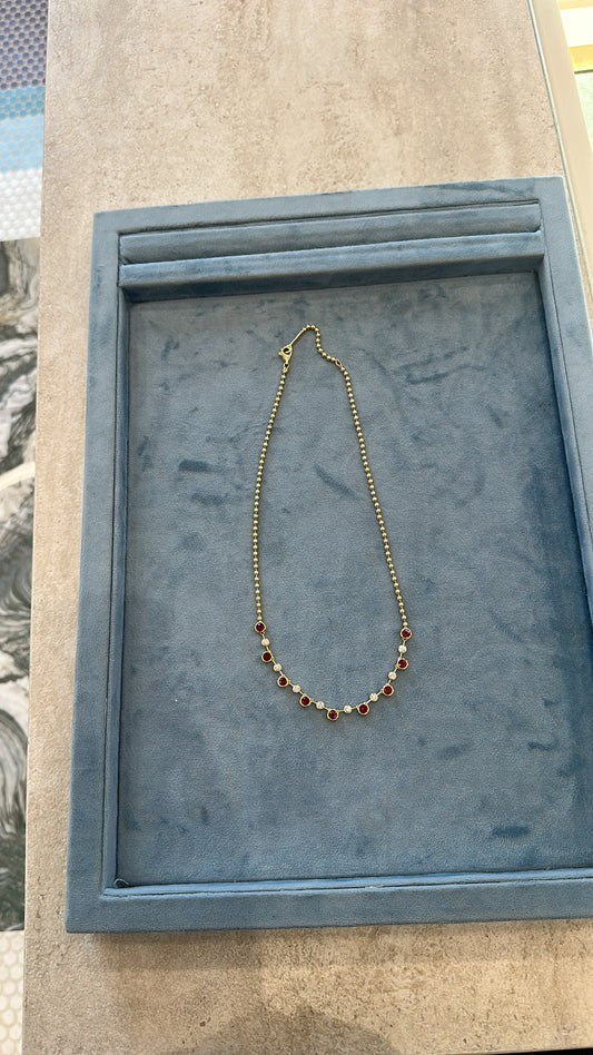 Ruby and Diamond Bezel Necklace – Henri Noël