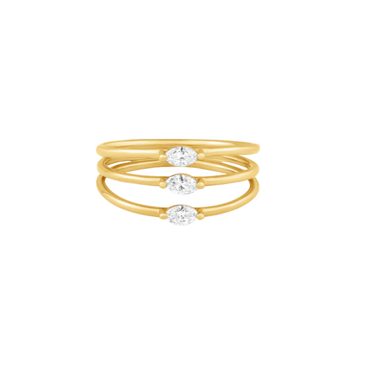 Marquise Diamond Triple Stacking Ring