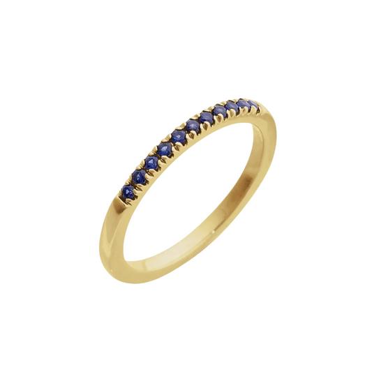 Half Pavé Birthstone Ring - Yellow Gold