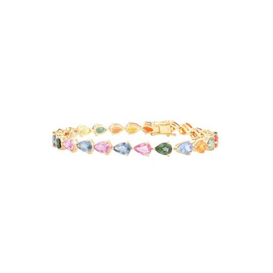 Pear Shaped Rainbow Sapphire Tennis Bracelet