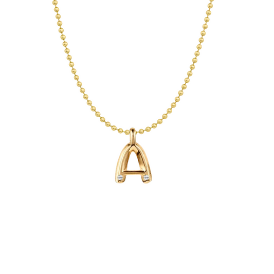 Bubble Diamond Initial Necklace - Small / Yellow Gold