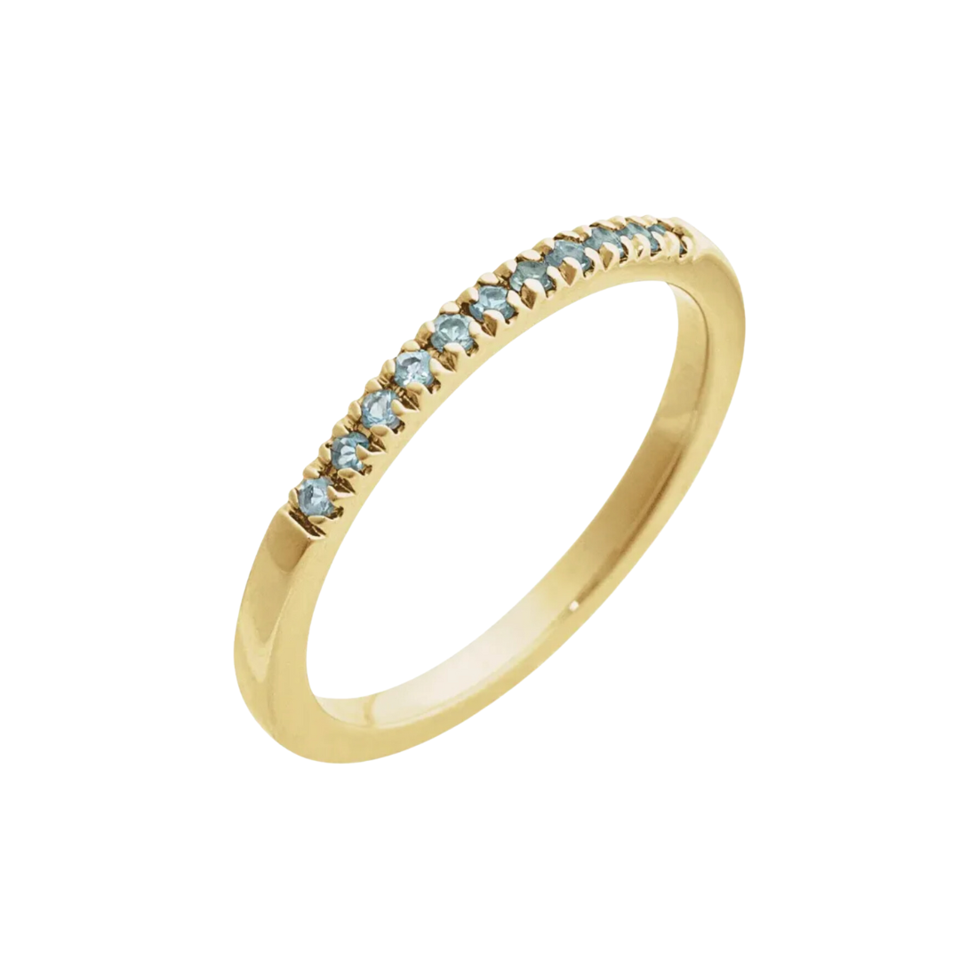 Half Pavé Birthstone Ring - Yellow Gold