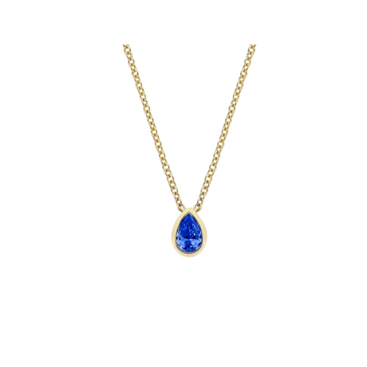 Gemstone Bezel Set Pear Necklace