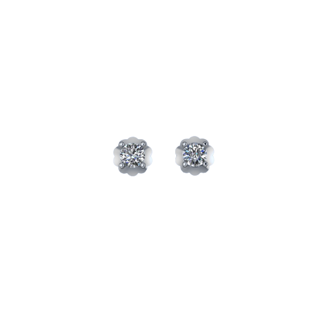 Scalloped Round Diamond Studs