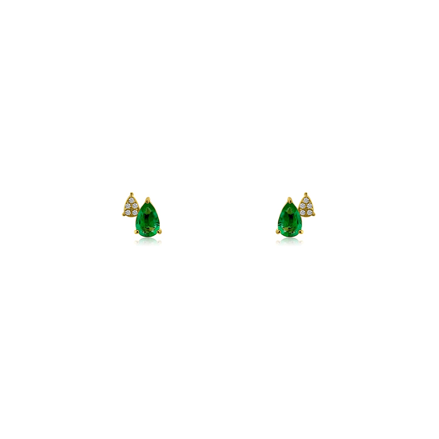 Stacked Emerald and Diamond Pear Stud