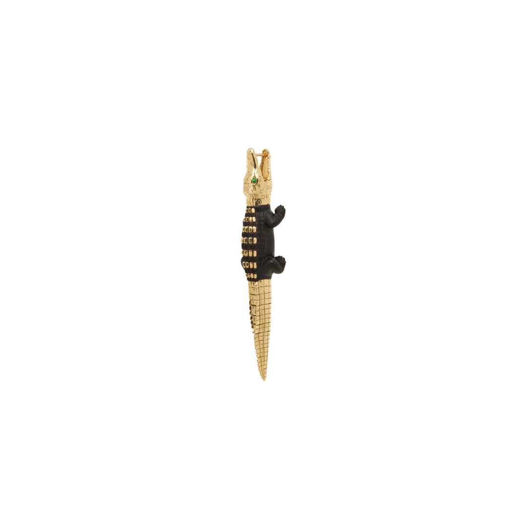 Alligator Ebony Wood with Gold Studs Bite Earrings Large – Henri Noël