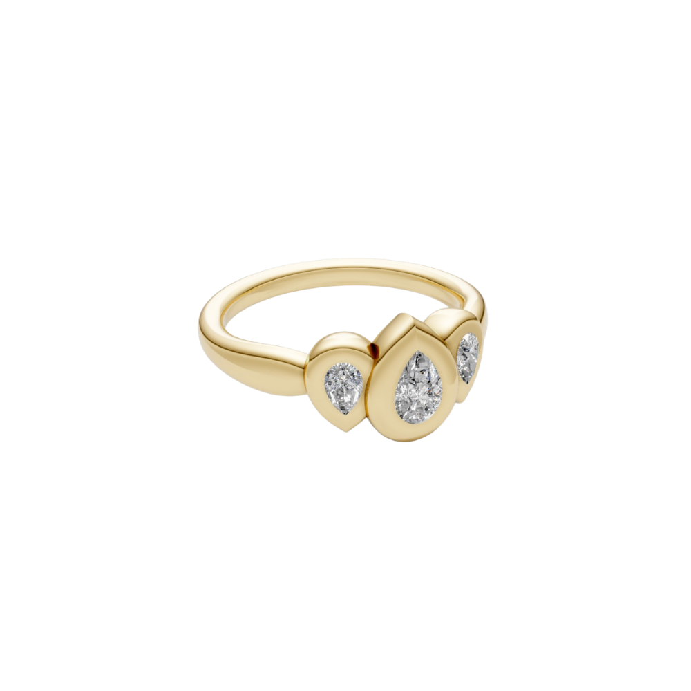 Alternating Bezel Pear Diamond Ring