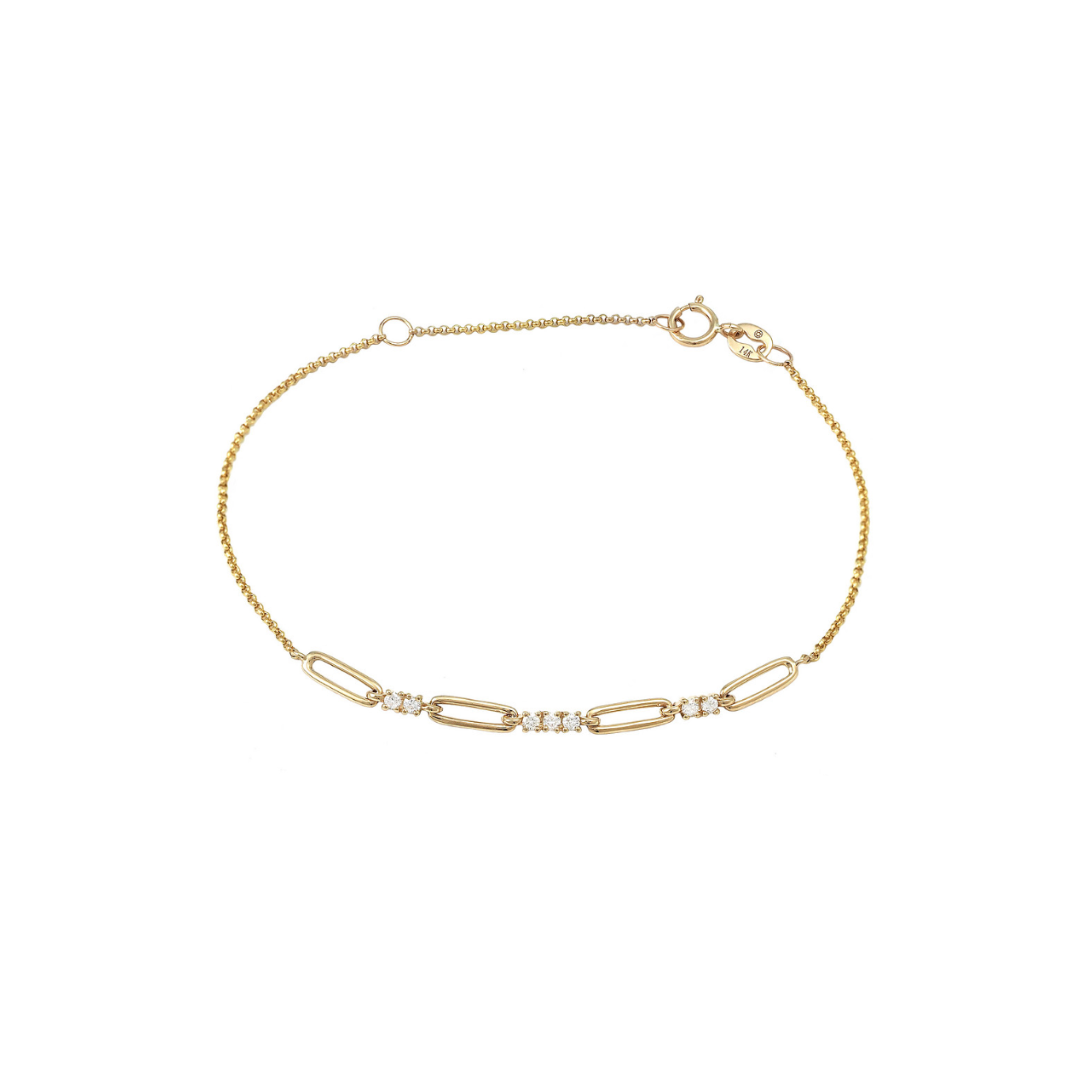 Alternating Diamond and Paperclip Bracelet – Henri Noël