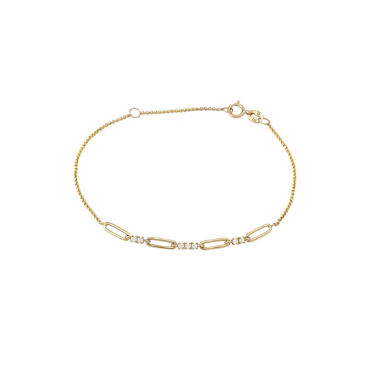 Alternating Diamond and Paperclip Bracelet – Henri Noël
