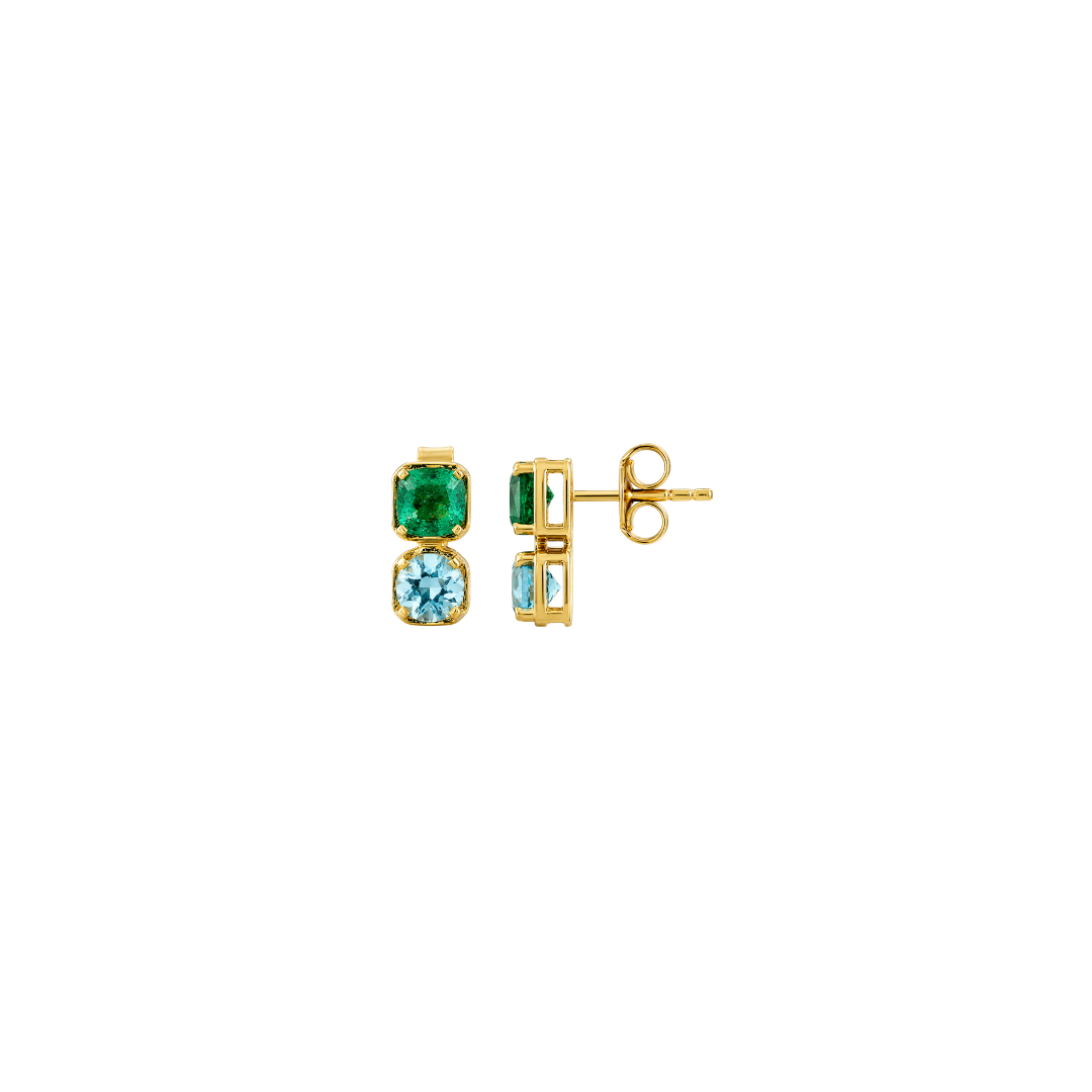 Green & Blue Bloom Studs – Henri Noël