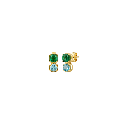 Green & Blue Bloom Studs – Henri Noël