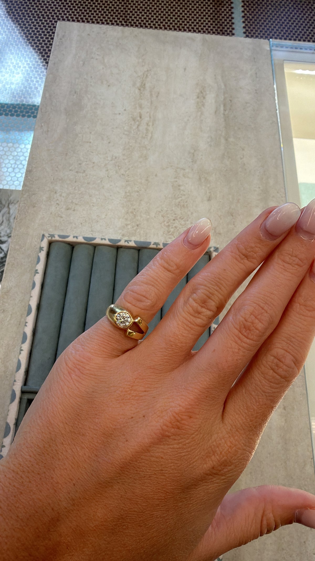 Asymmetrical Bezel Diamond Ring – Henri Noël