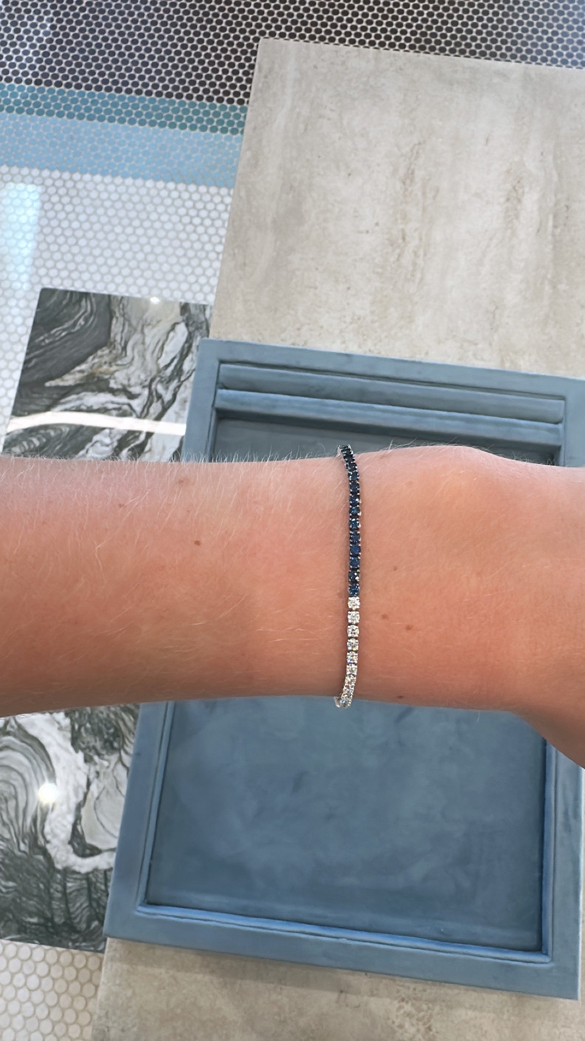 Half Sapphire Half Diamond Tennis Bracelet