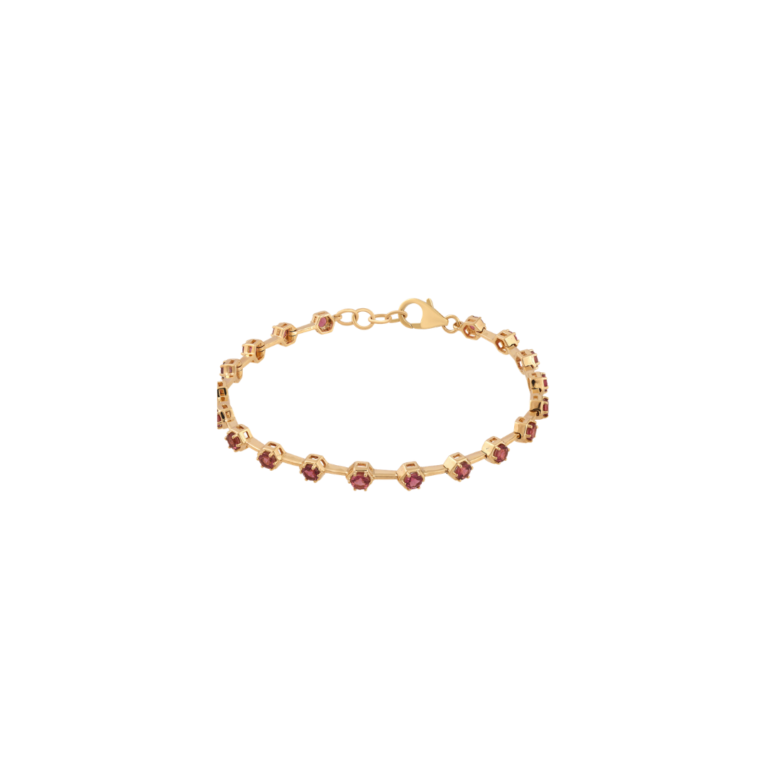 Hexagon Pink Tourmaline Bracelet