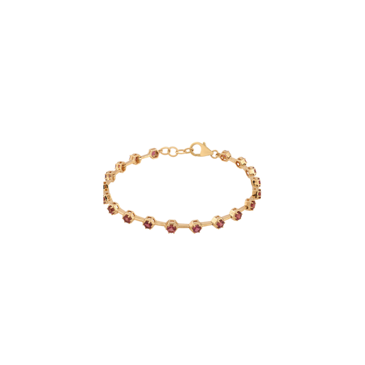Hexagon Pink Tourmaline Bracelet