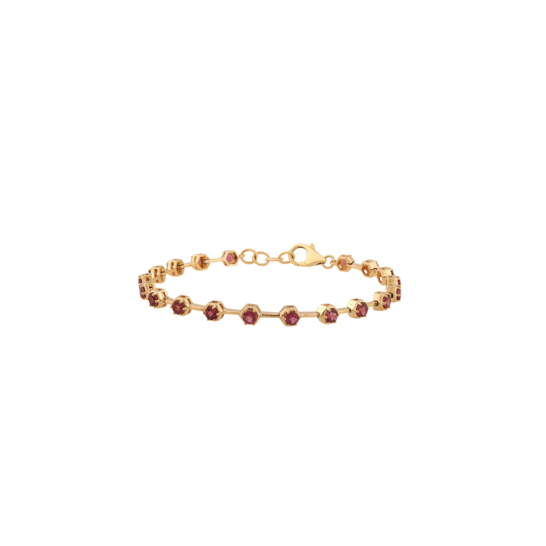 Hexagon Pink Tourmaline Bracelet