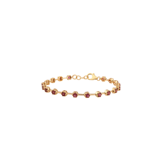 Hexagon Pink Tourmaline Bracelet