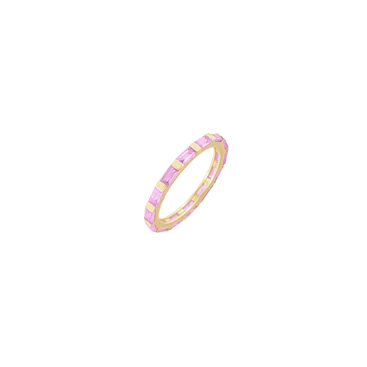 Baguette-Cut Pink Sapphire Eternity Band