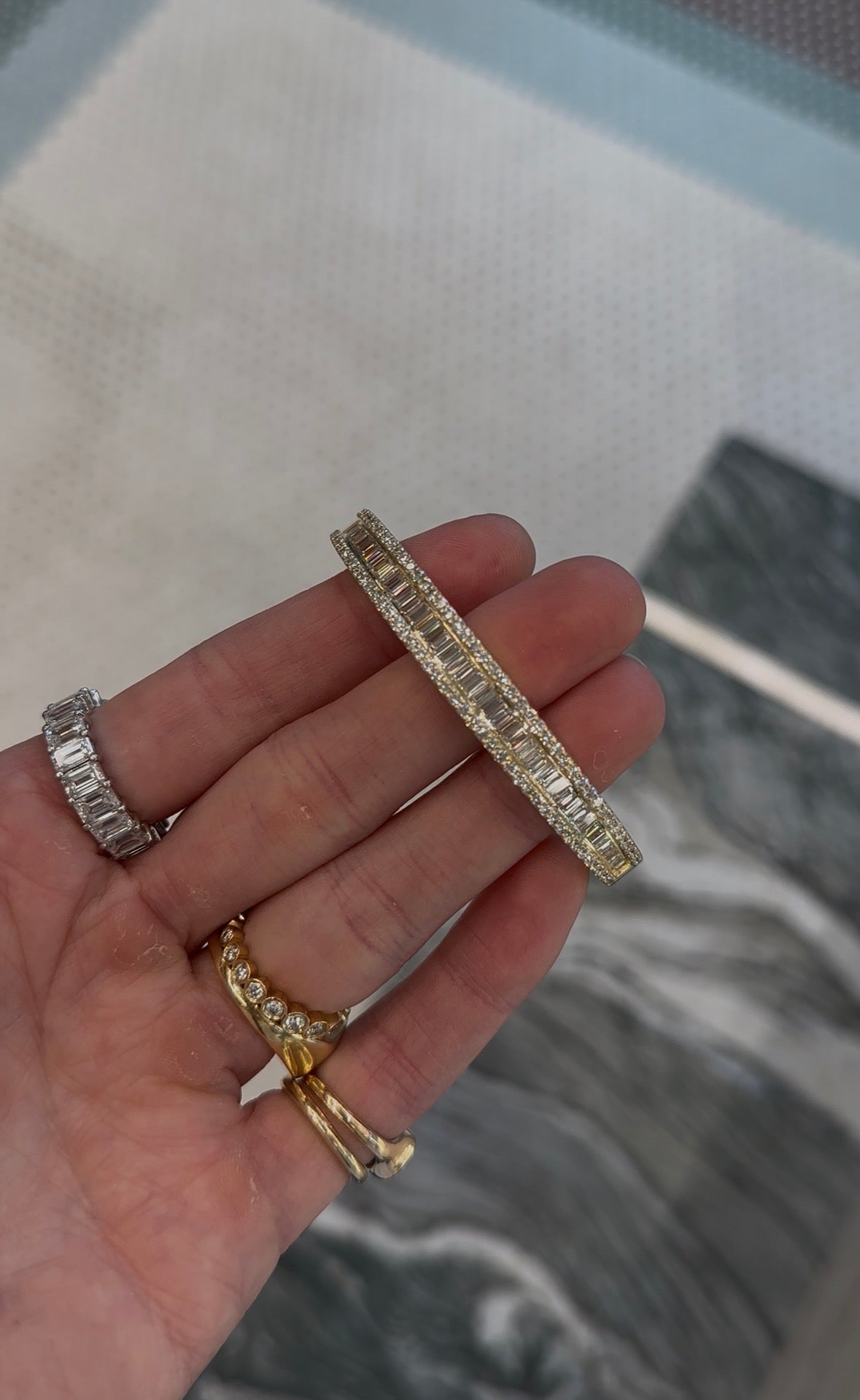 Baguette and Round Diamond Bangle