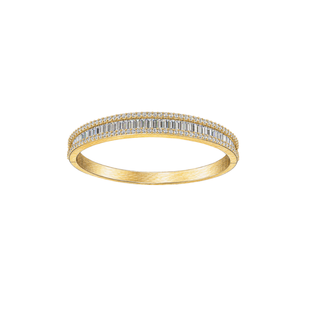 Baguette and Round Diamond Bangle – Henri Noël