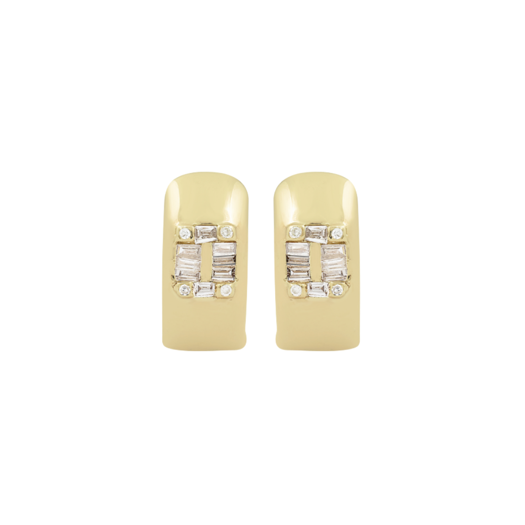 Baguette and Round Diamond Chunky Huggies – Henri Noël