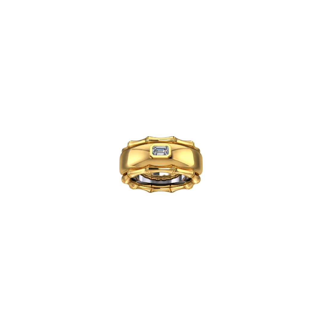 Bamboo Emerald Cut Oura Ring Cover- Gen 5
