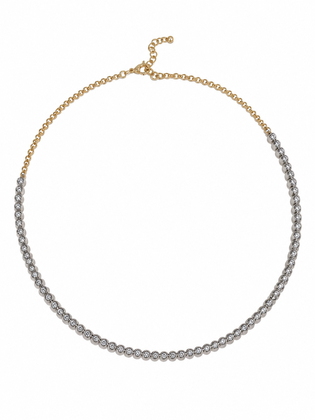 Bezel-Set Diamond Tennis Collar Necklace