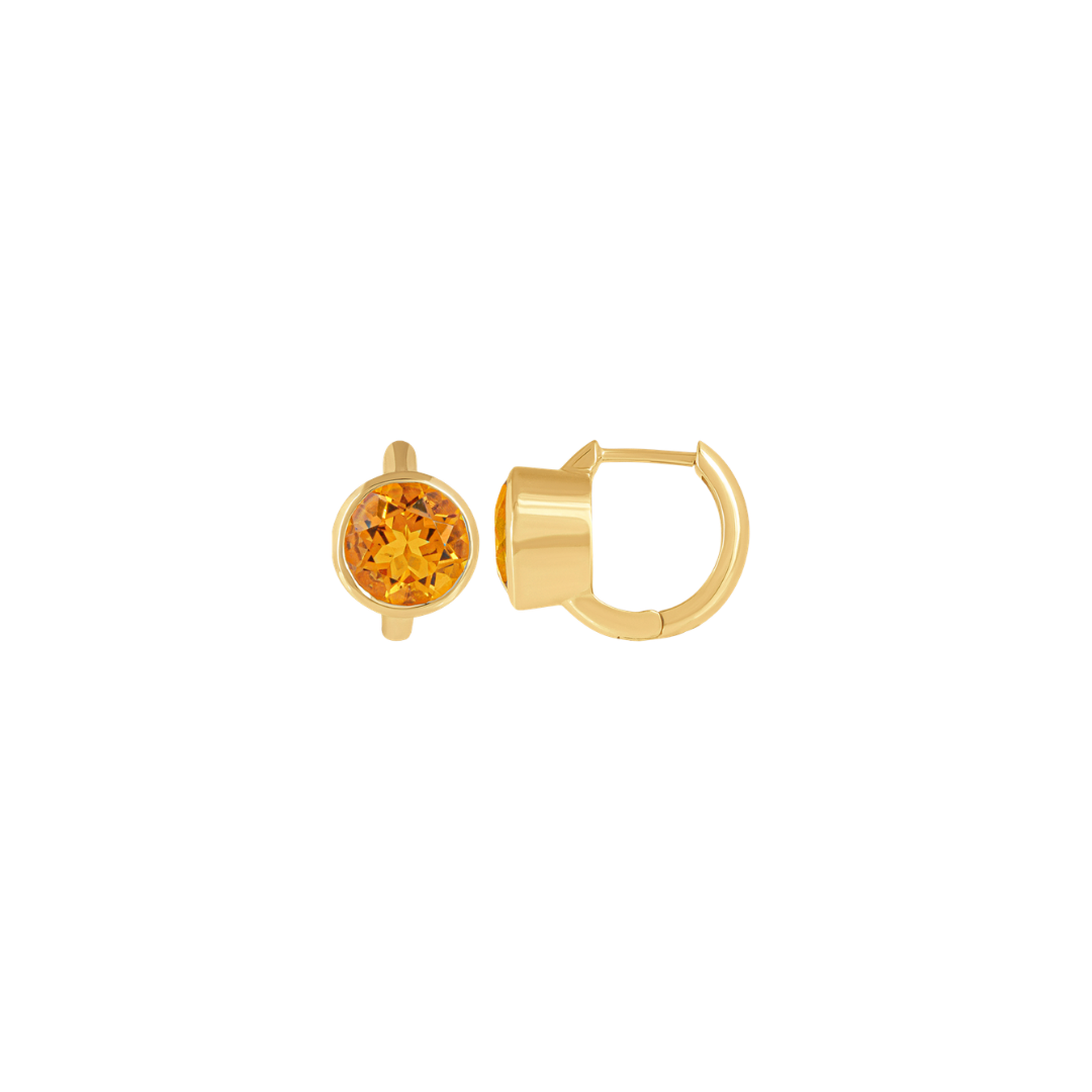 Bezel Citrine Mini Huggies