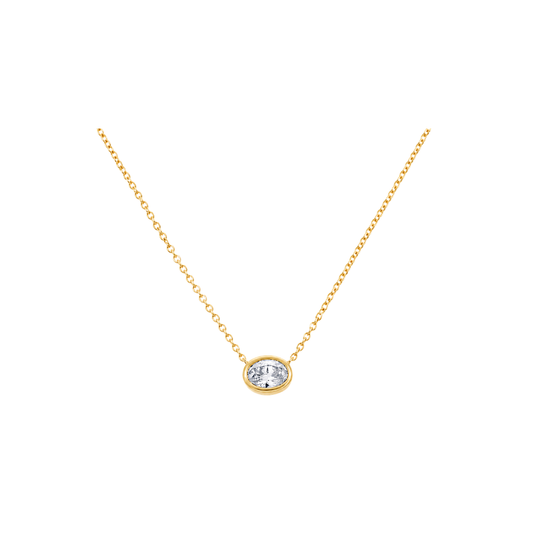 Bezel Diamond East West Oval Necklace