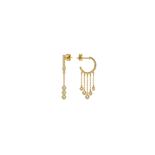 Bezel Diamond Huggie Drop Earrings – Henri Noël