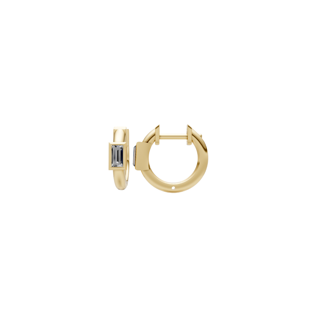 Bezel Baguette Diamond Huggies – Henri Noël