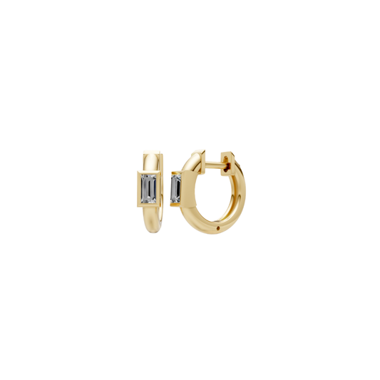 Bezel Baguette Diamond Huggies – Henri Noël