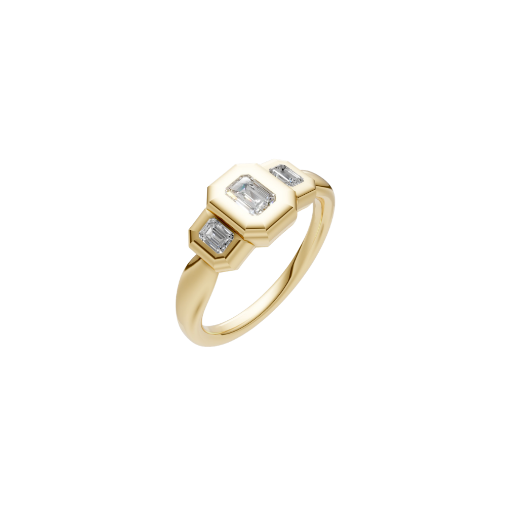 Bezel Emerald-Cut Diamond Ring