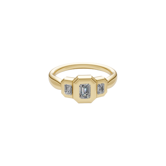 Bezel Emerald-Cut Diamond Ring
