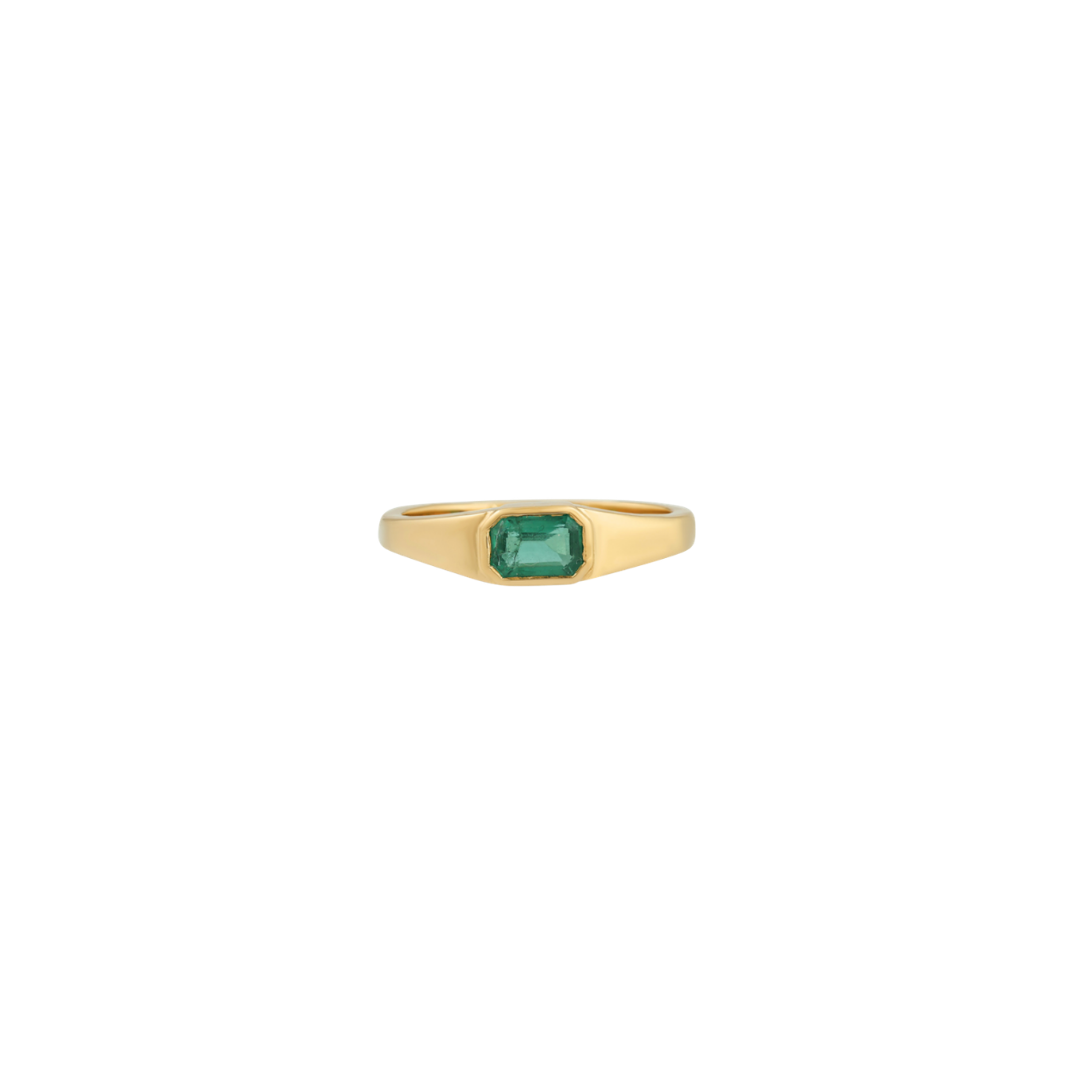 Bezel Emerald Stacking Ring