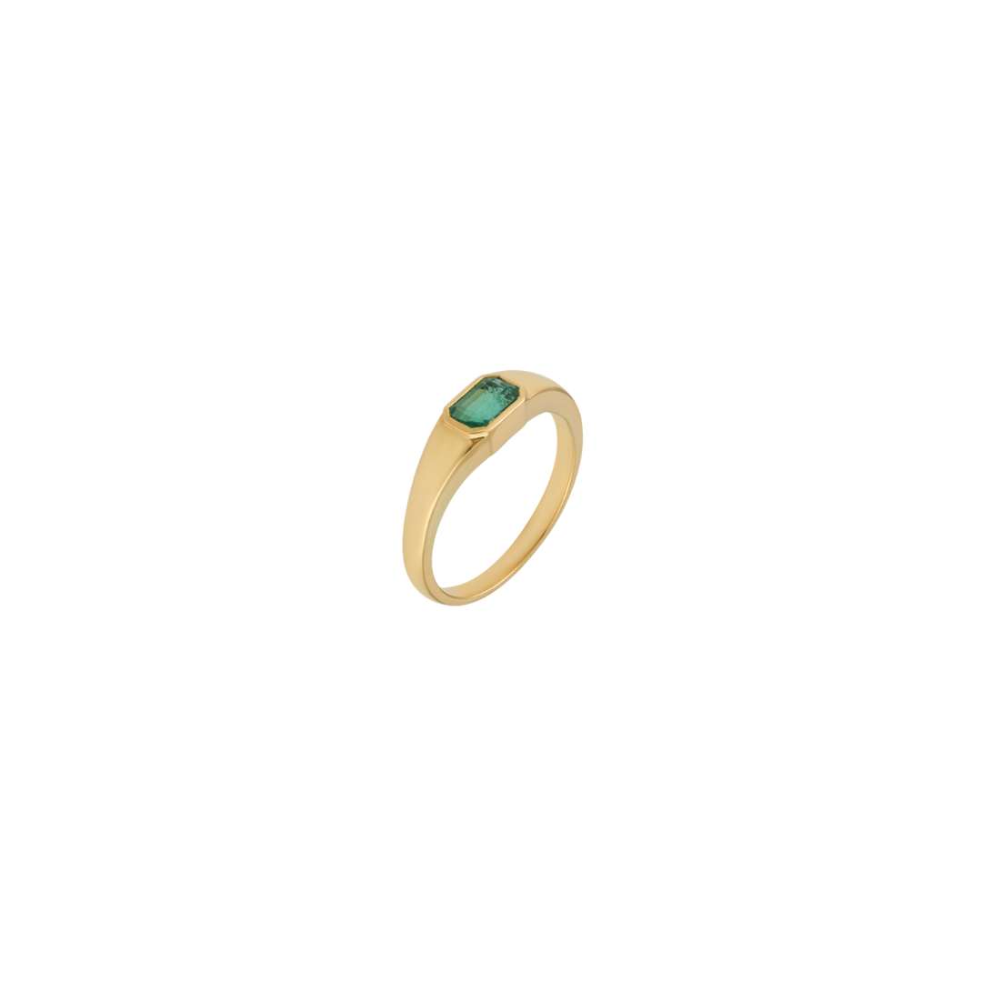 Bezel Emerald Stacking Ring