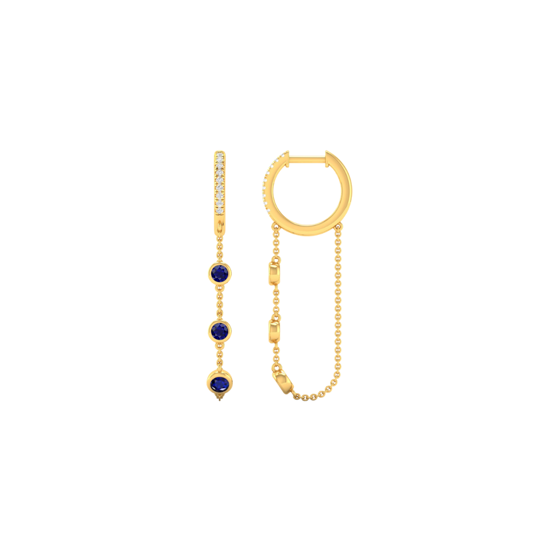 Bezel Gemstone Diamond Hoop Drops – Henri Noël
