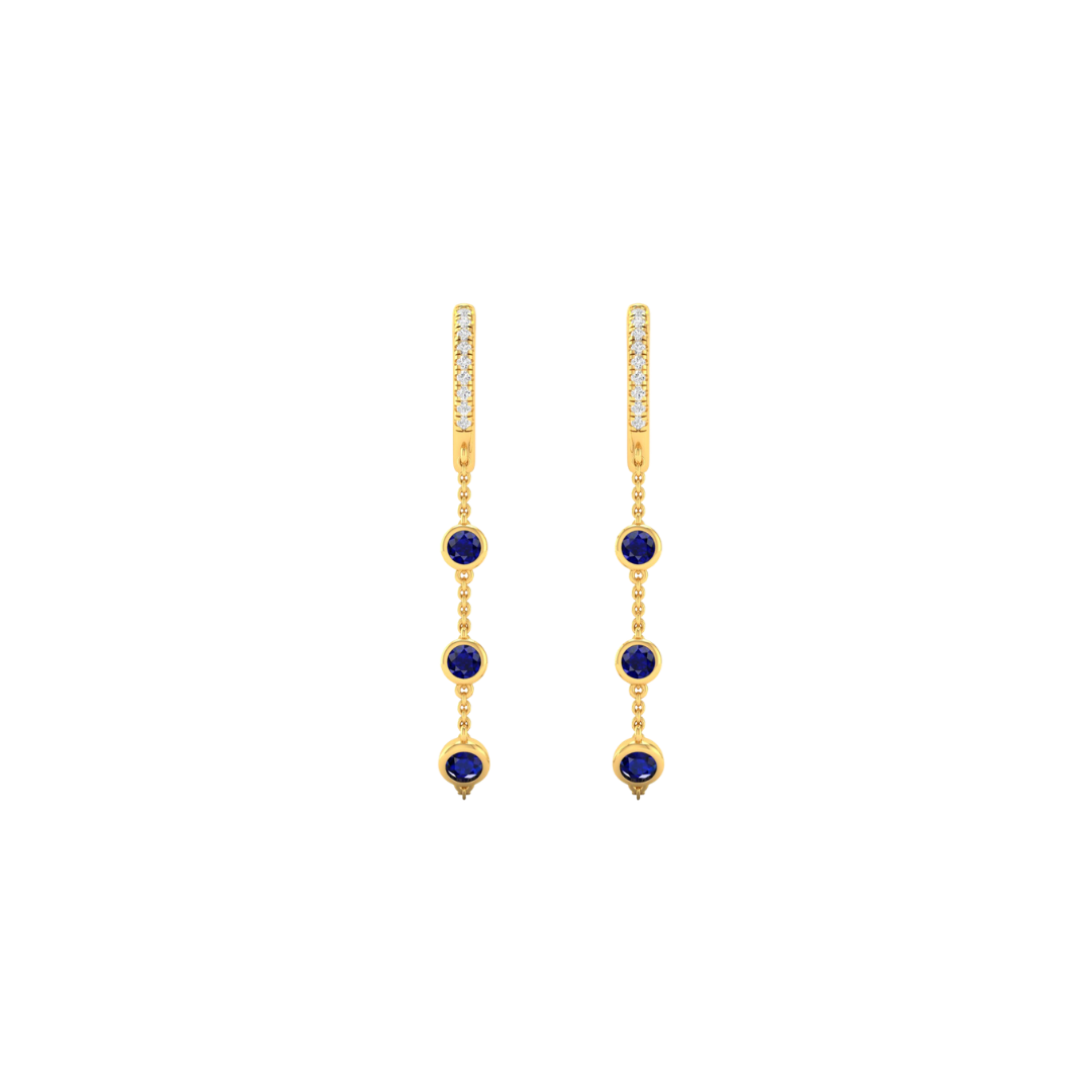 Bezel Gemstone Diamond Hoop Drops – Henri Noël