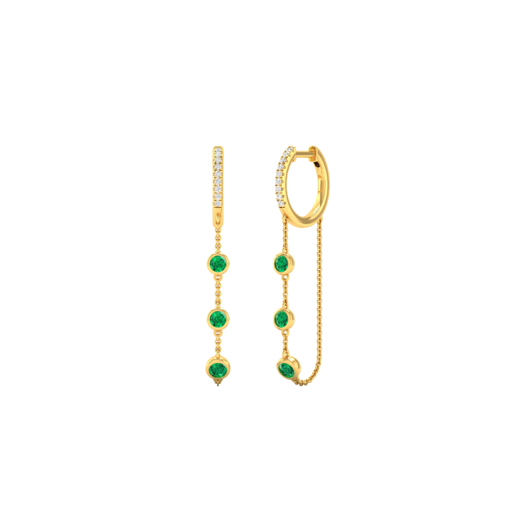 Bezel Gemstone Diamond Hoop Drops – Henri Noël