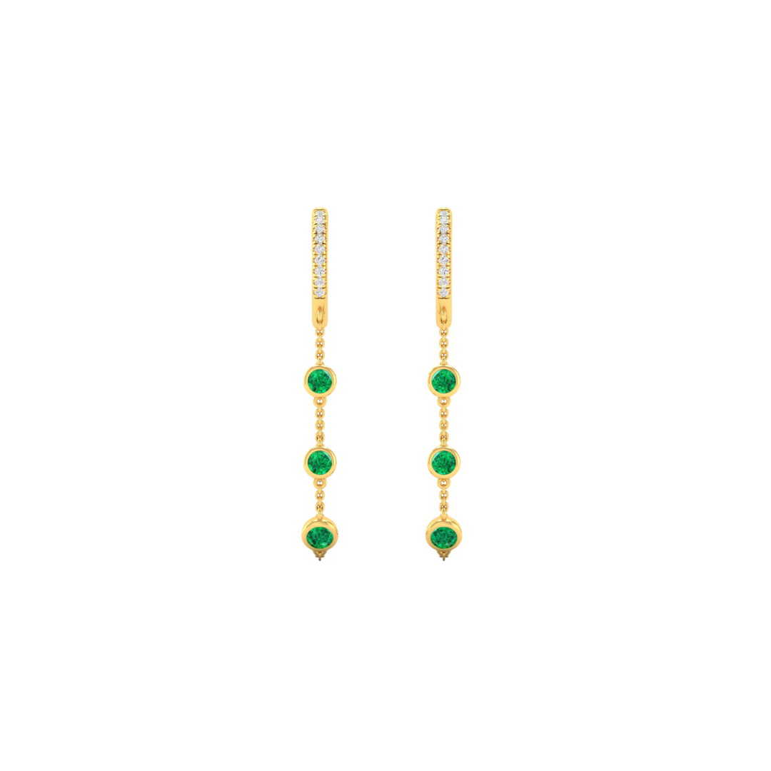Bezel Gemstone Diamond Hoop Drops – Henri Noël