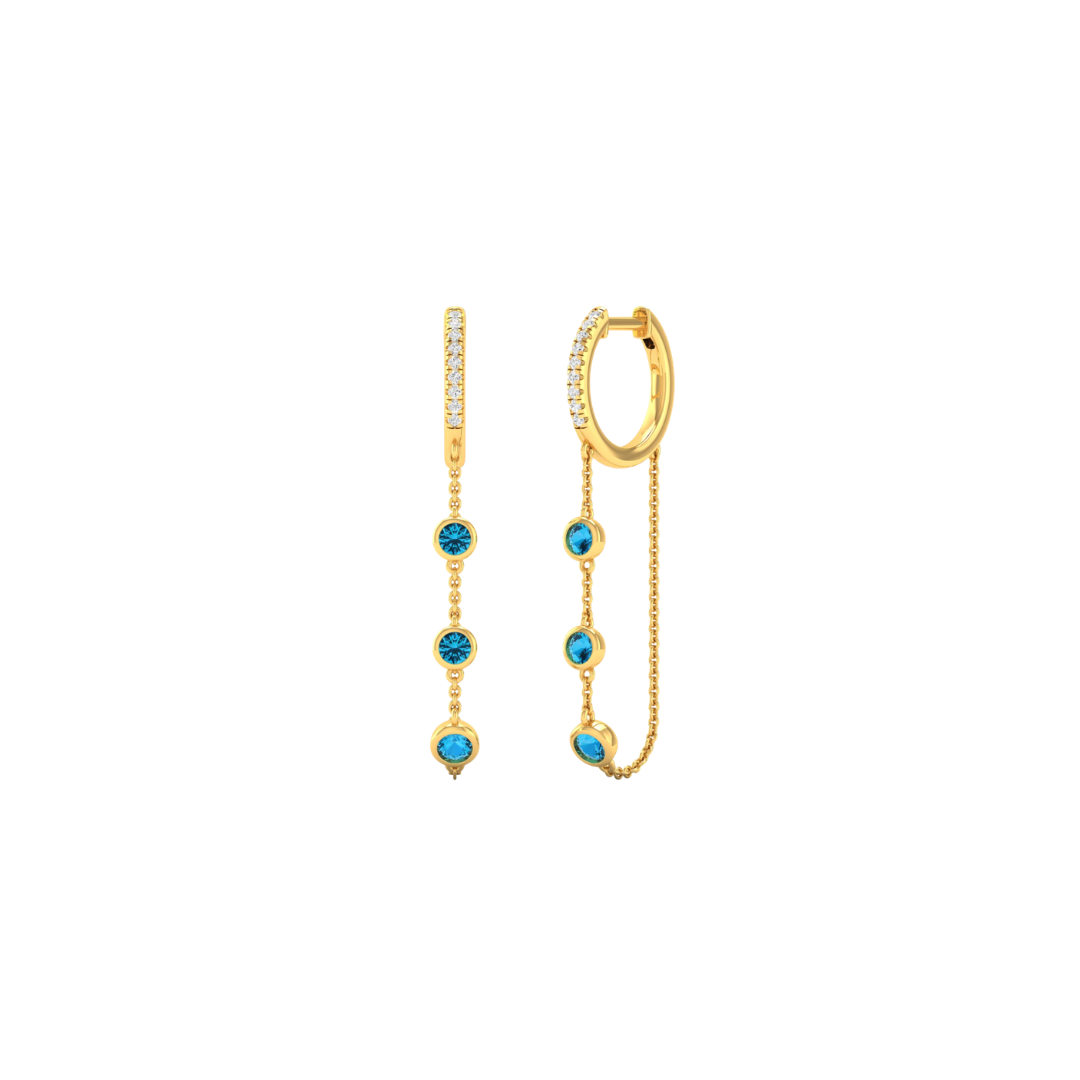 Bezel Gemstone Diamond Hoop Drops – Henri Noël