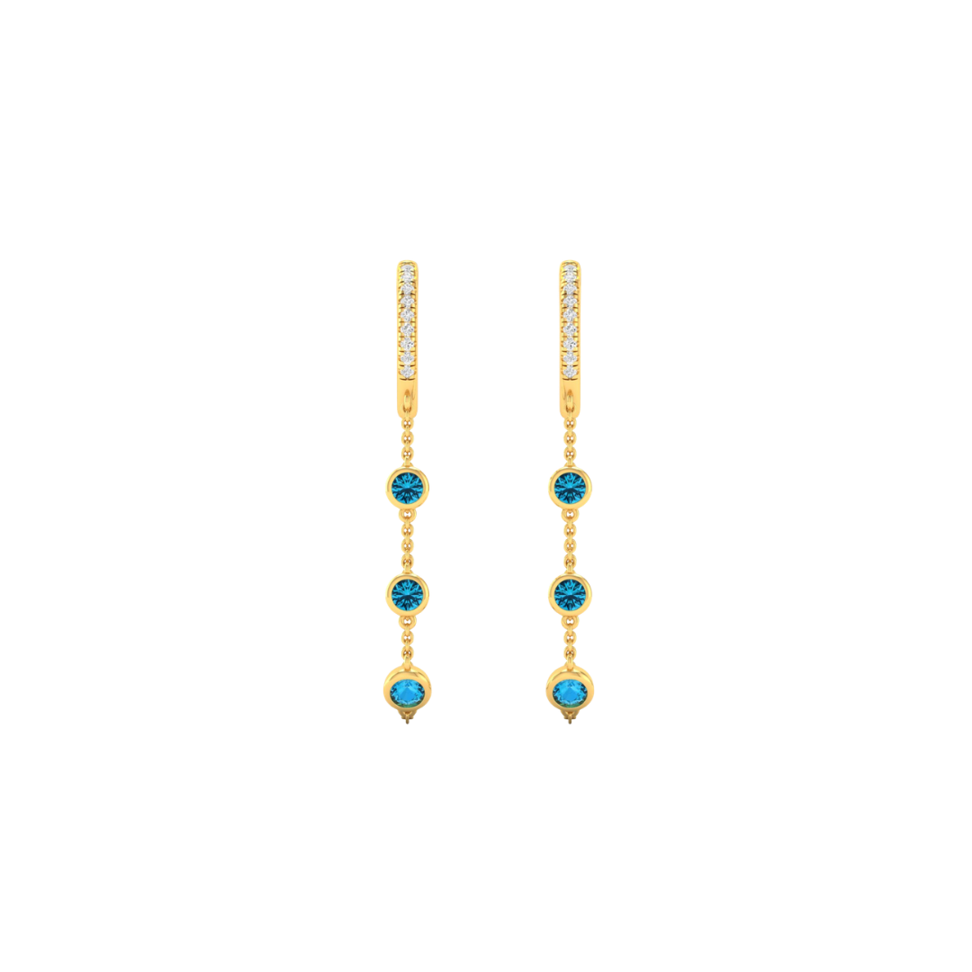 Bezel Gemstone Diamond Hoop Drops – Henri Noël