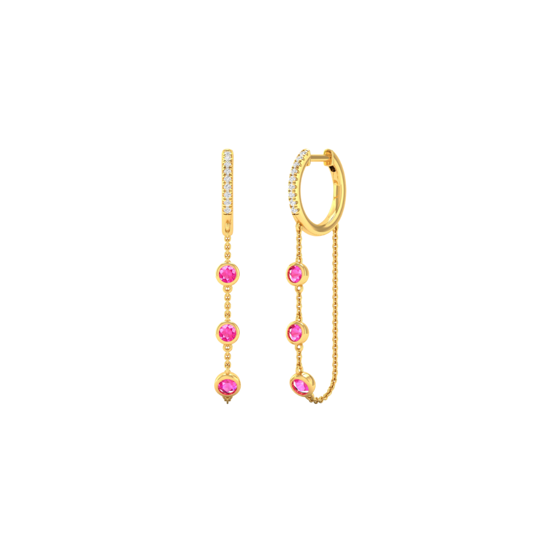 Bezel Gemstone Diamond Hoop Drops – Henri Noël